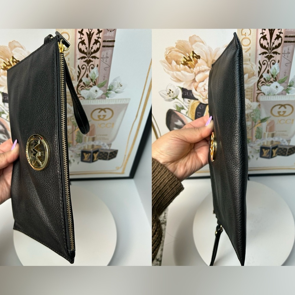 Michael Kors Large Pebble Leather Wristlet/Clutch 😍🖤 - Picture 16 of 17
